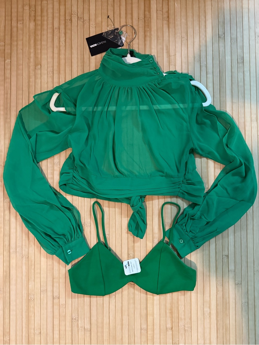 NWT Fashion Nova Create Vibes 2-Piece Top Set - Kelly Green - XS